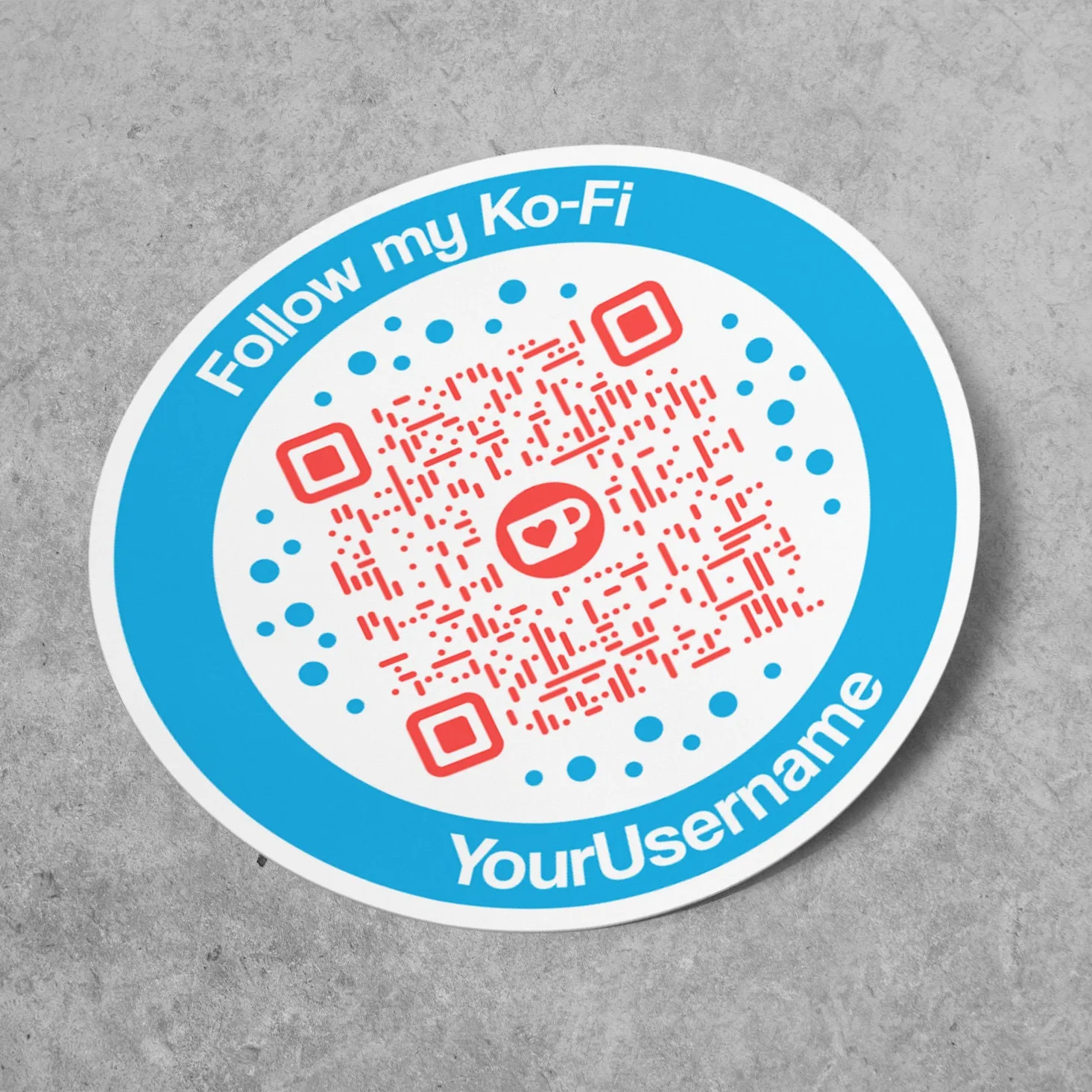 Custom Kofi Sticker Circle QR Code
