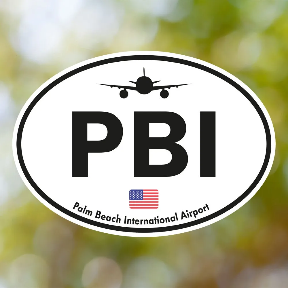 Palm Beach Airport Sticker (Oval Vintage)