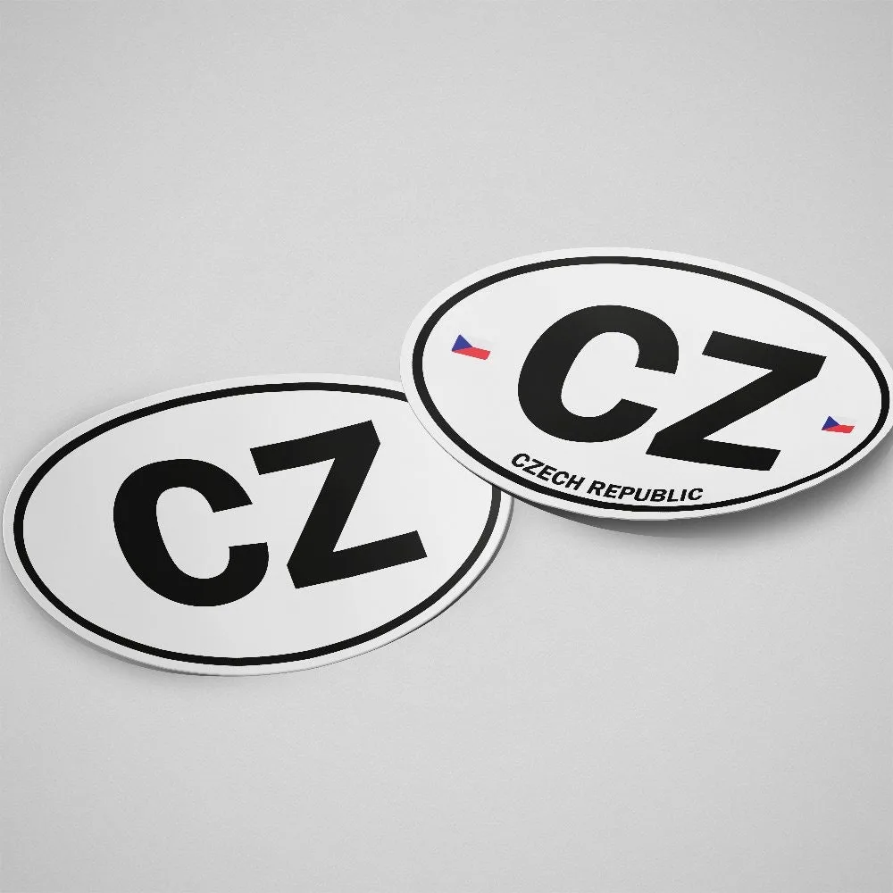 Czech Republic Sticker Oval White