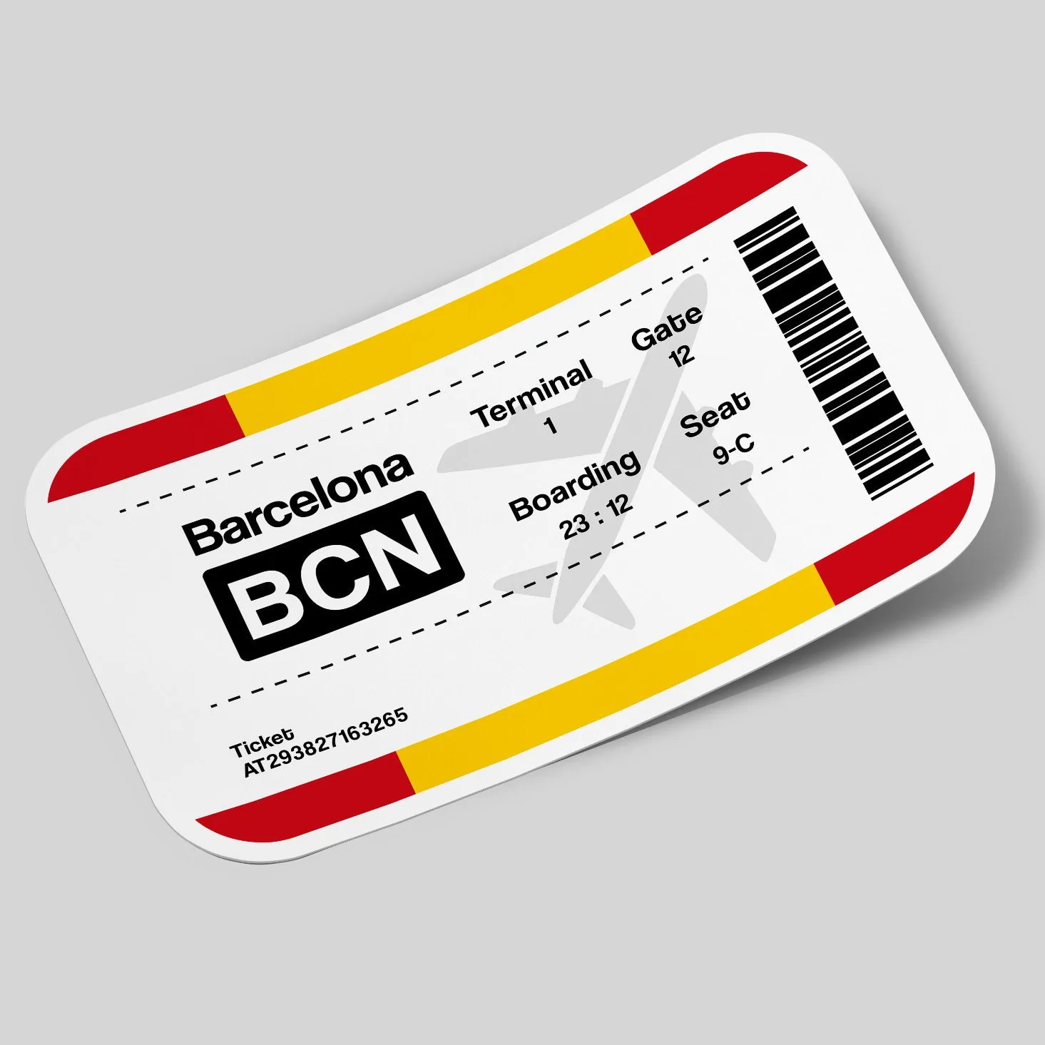 Barcelona Airport Ticket Sticker