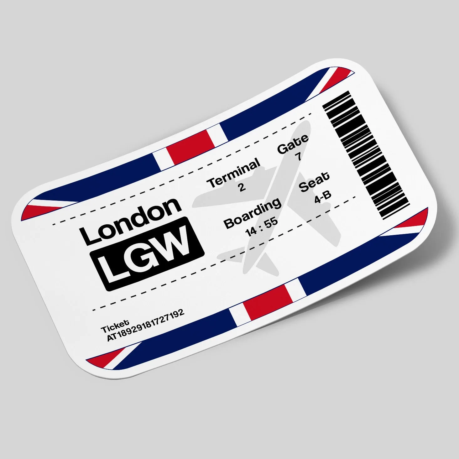London LGW Airport Ticket Sticker