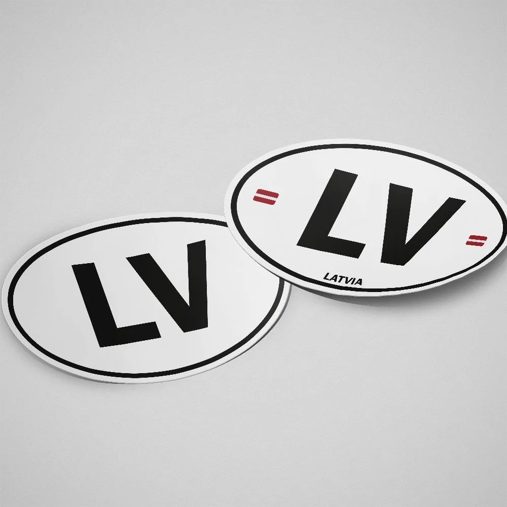 Latvia Sticker Oval White