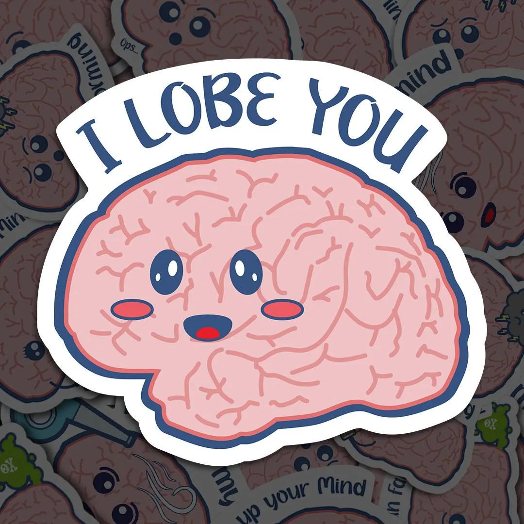 I Lobe You Brain Meme Sticker