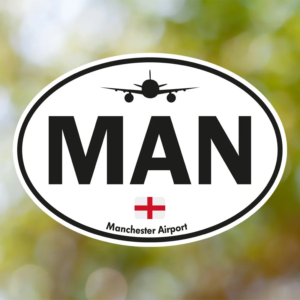 Manchester Airport Sticker (Oval Vintage)