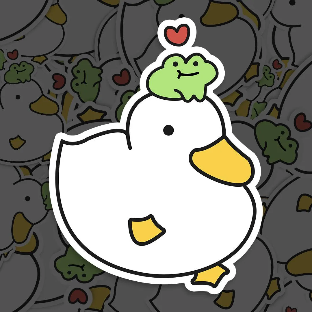 Duck With Frog Sticker
