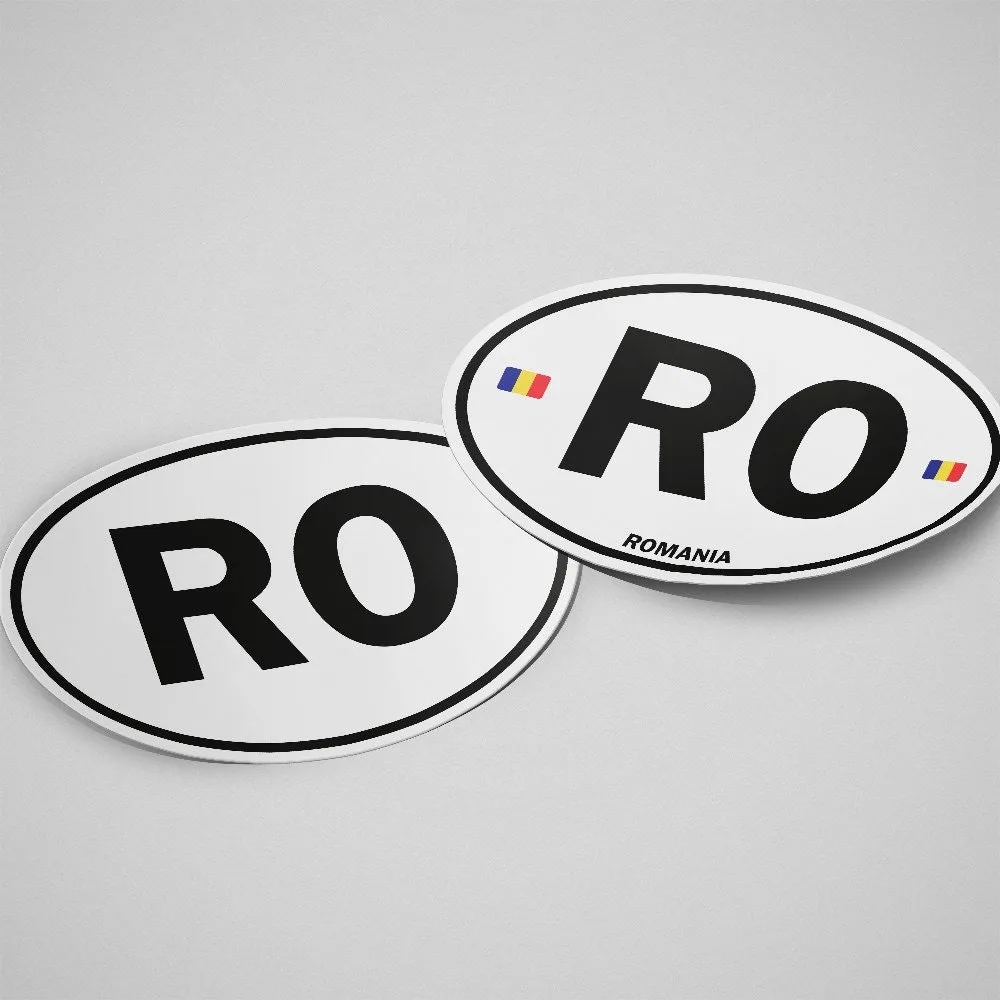 Romania Sticker Oval White