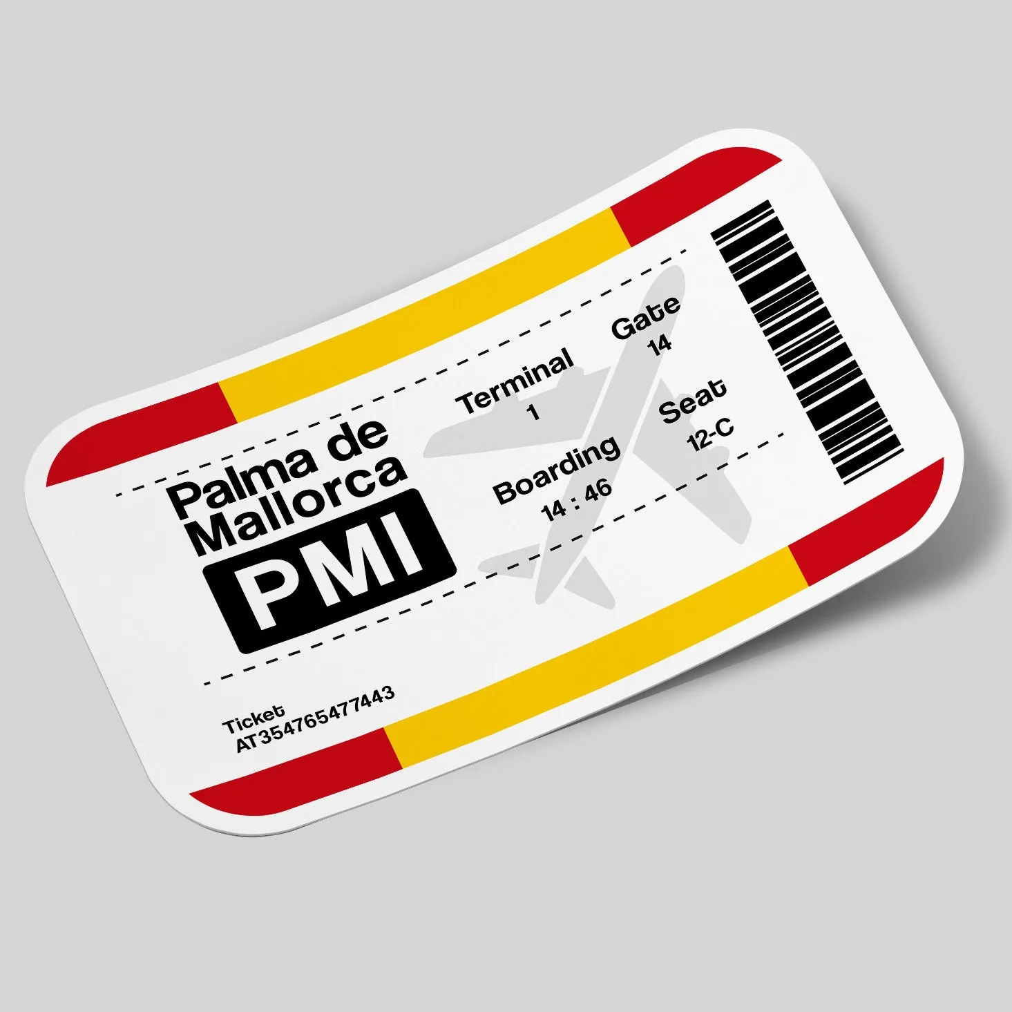 Palma Mallorca Airport Ticket Sticker