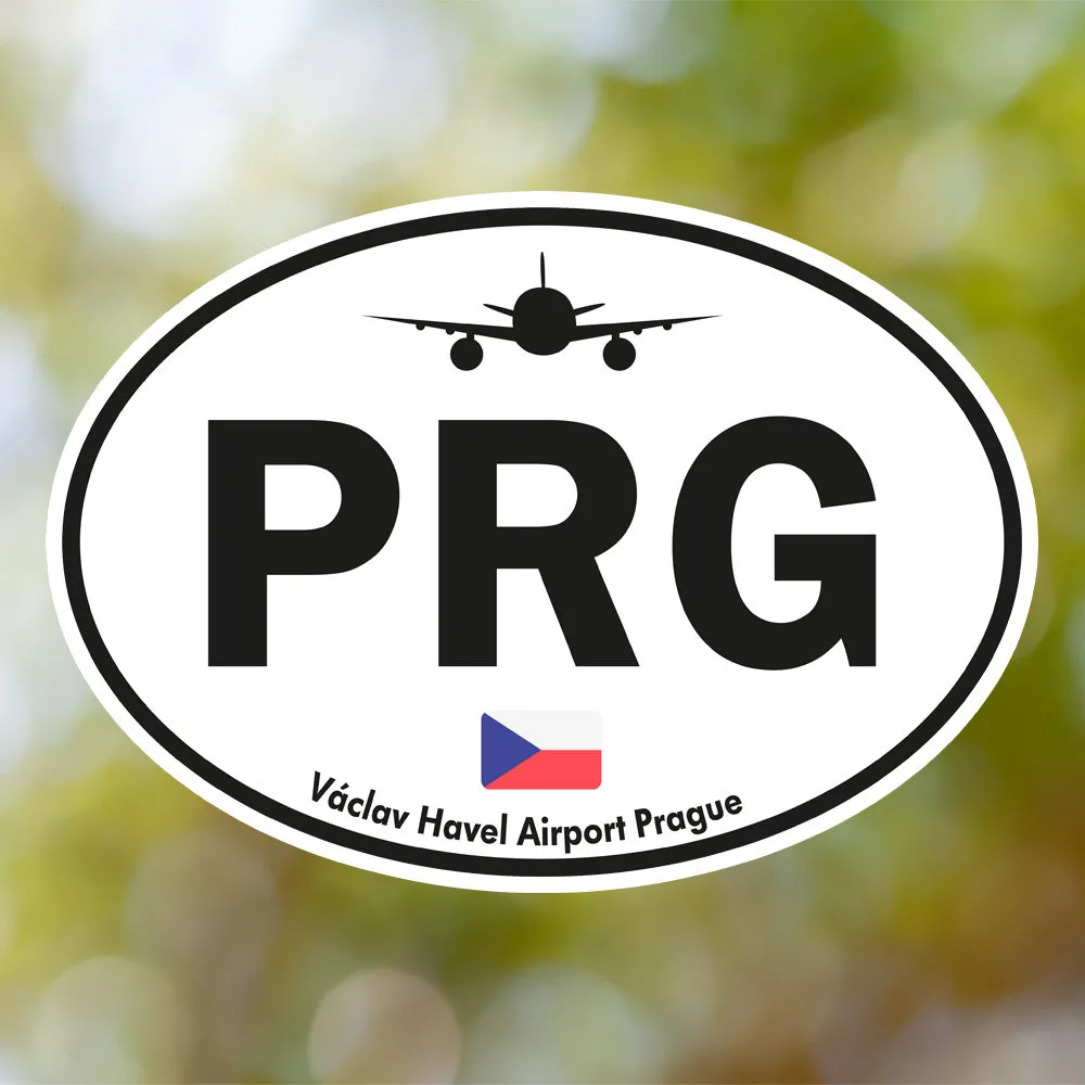 Prague Airport Sticker (Oval Vintage)