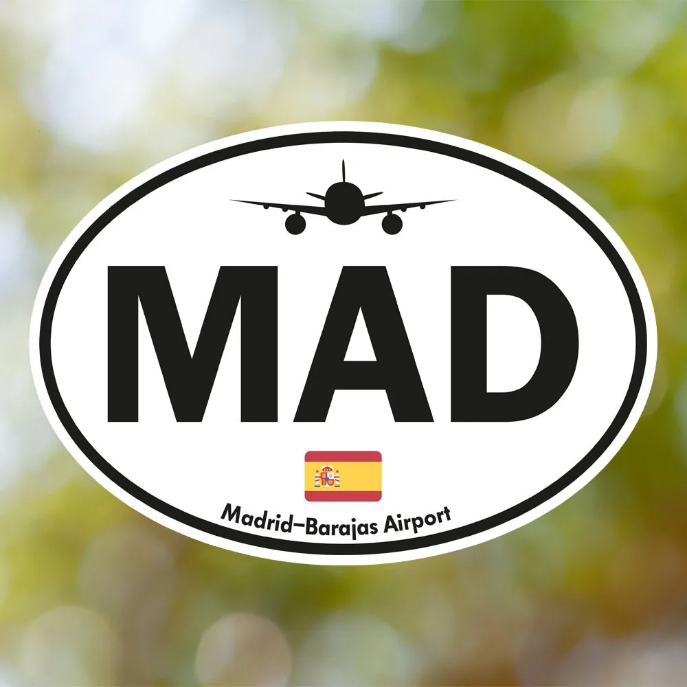 Madrid Airport Sticker (Oval Vintage)