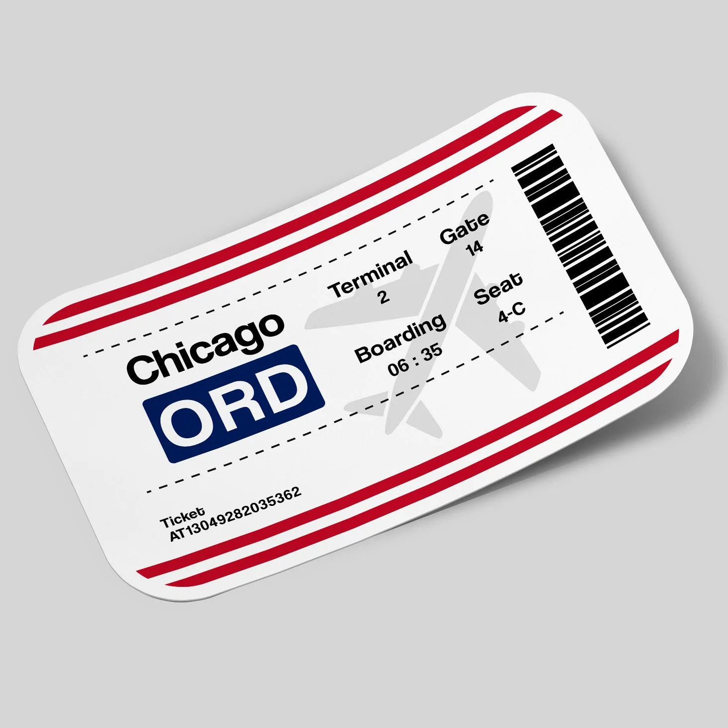 Chicago Airport Ticket Sticker