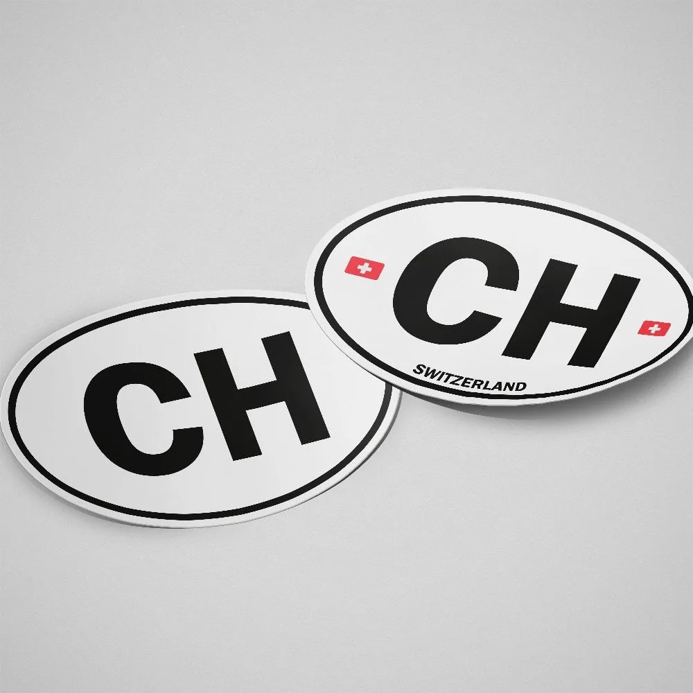 Switzerland Sticker Oval White