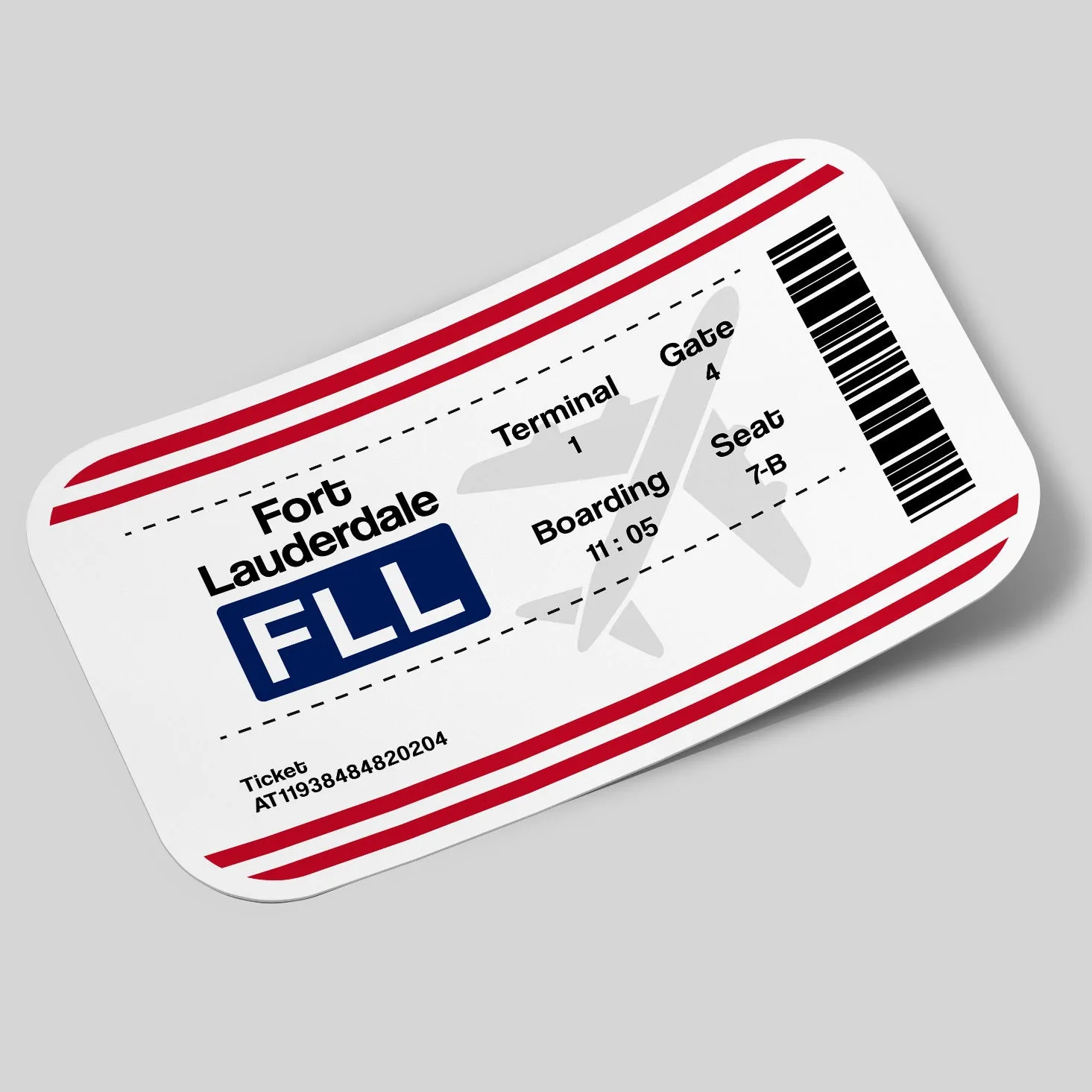 Fort Lauderdale Airport Ticket Sticker
