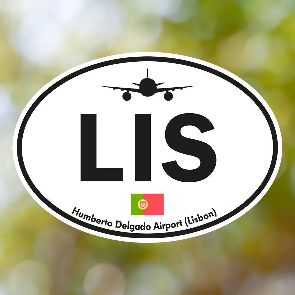 Lisbon Airport Sticker (Oval Vintage)