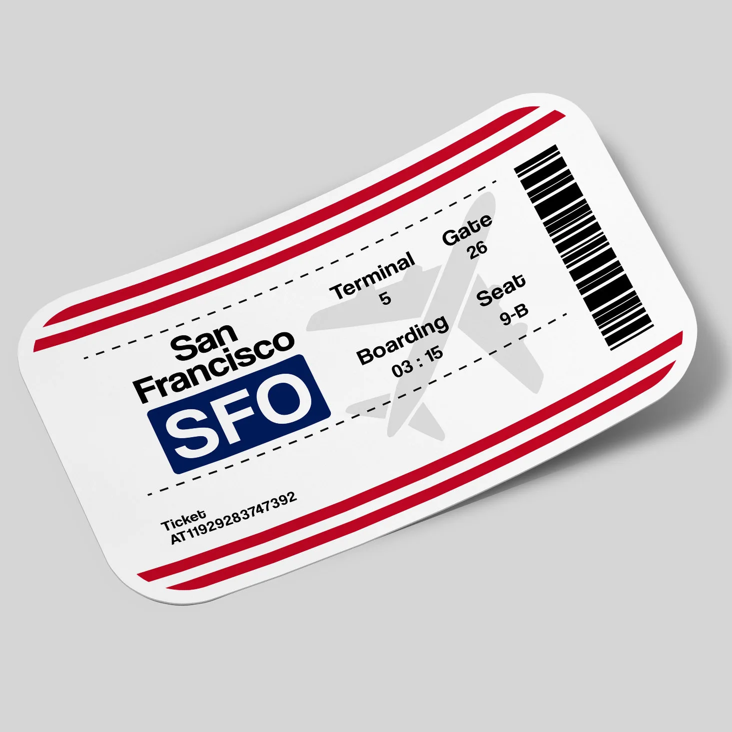 San Francisco Airport Ticket Sticker