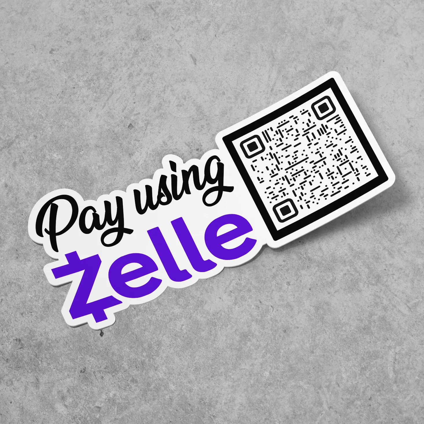 Custom Zelle Sticker Word QR Code
