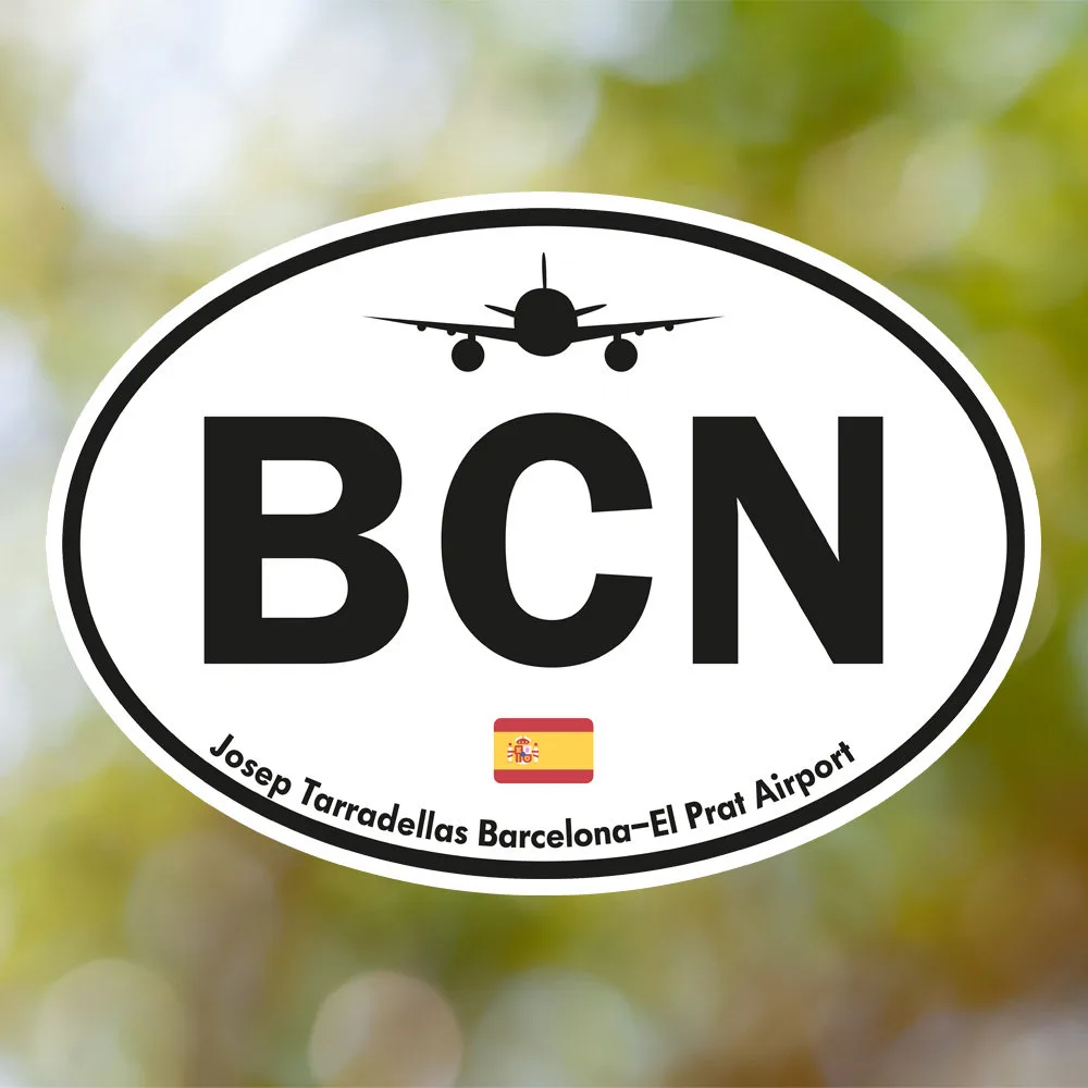 Barcelona Airport Sticker (Oval Vintage)