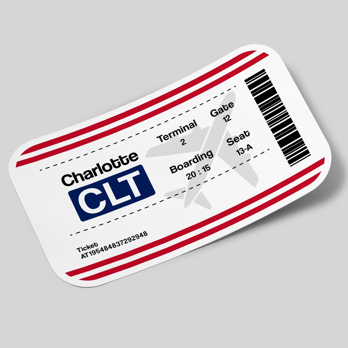 Charlotte Airport Ticket Sticker