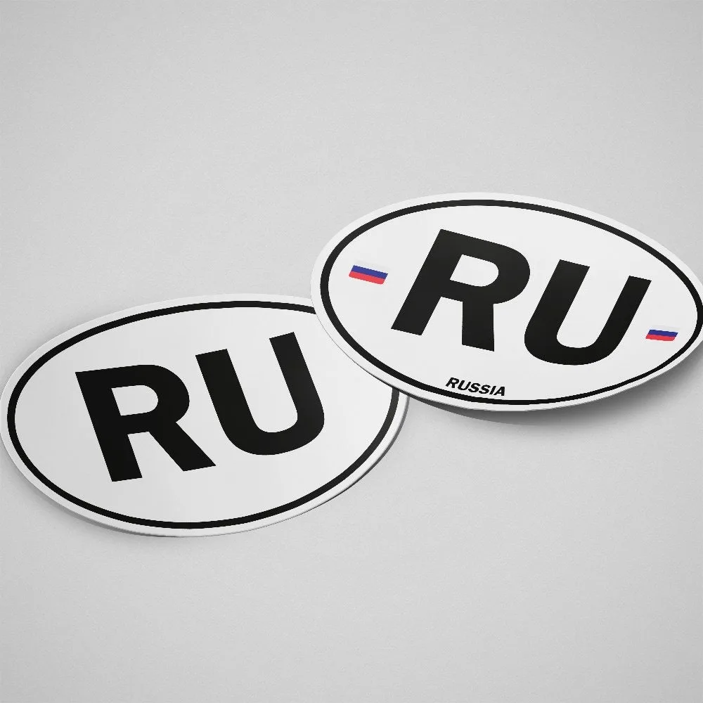 Russia Sticker Oval White