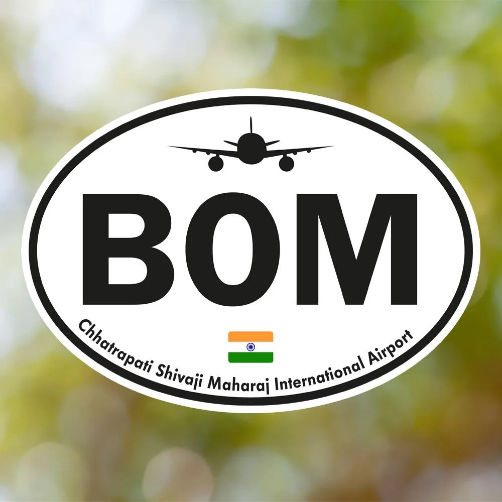 BOM Mumbai Airport Sticker (Oval Vintage)