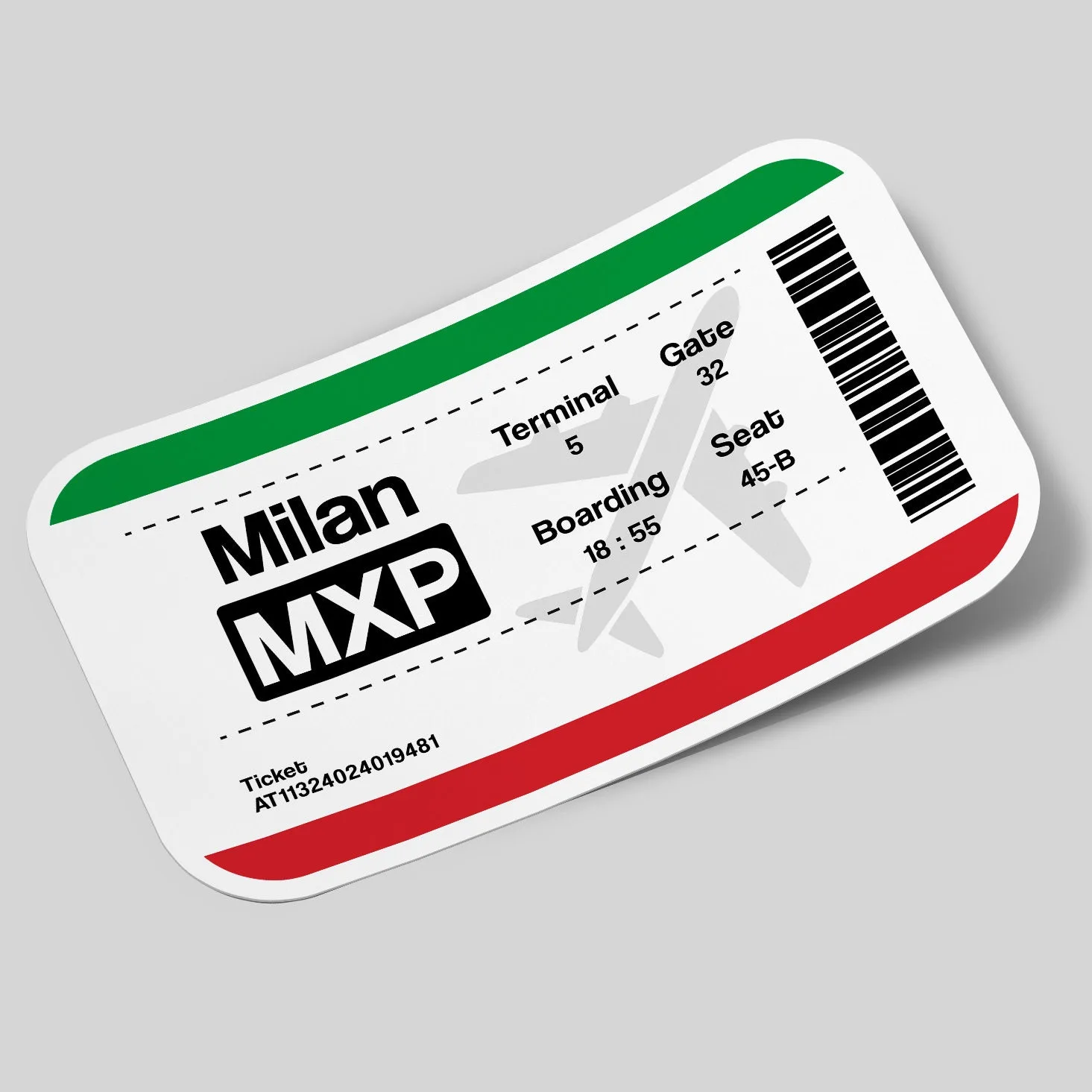 Milan Airport Ticket Sticker