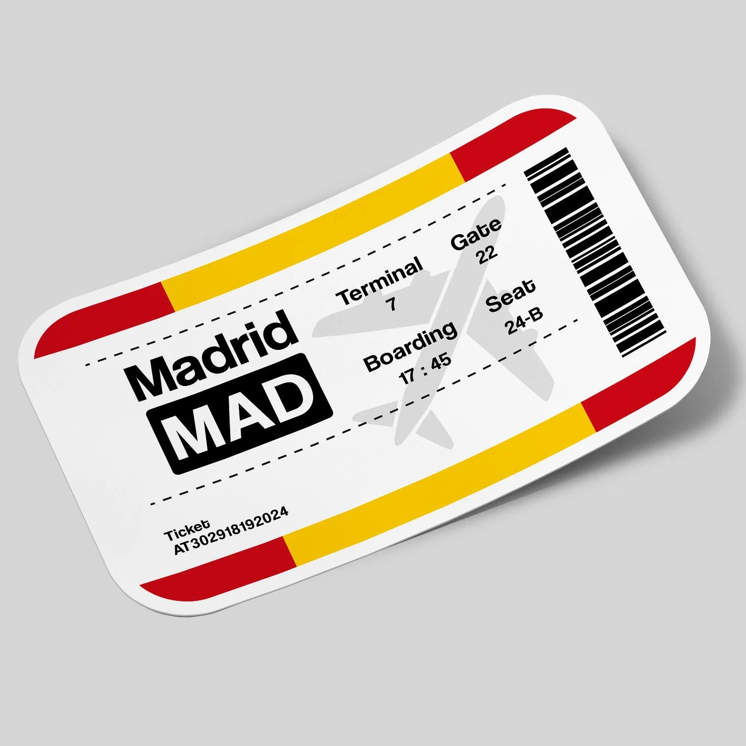 Madrid Airport Ticket Sticker