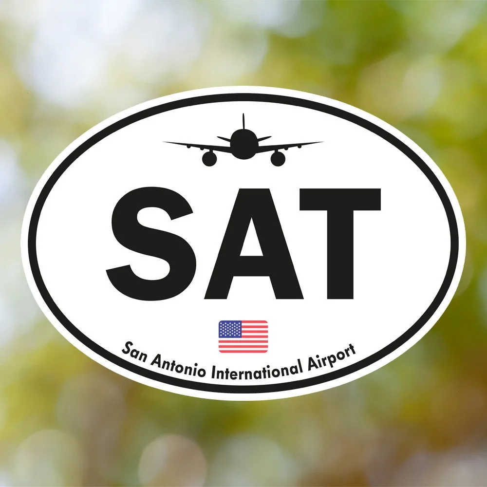 San Antonio Airport Sticker (Oval Vintage)