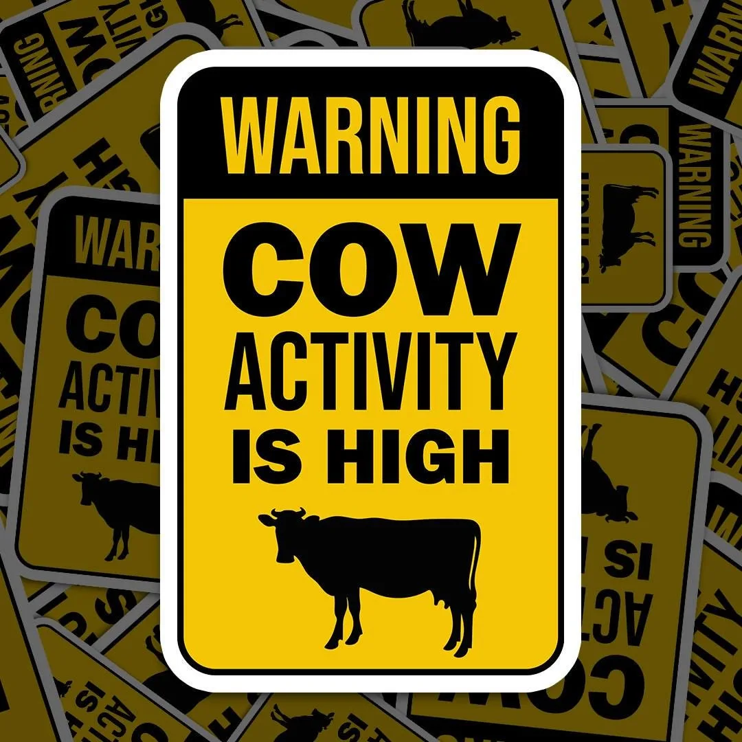 Warning Cow Sticker