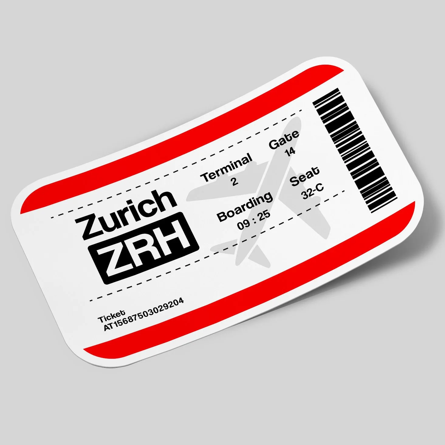 Zurich Airport Ticket Sticker