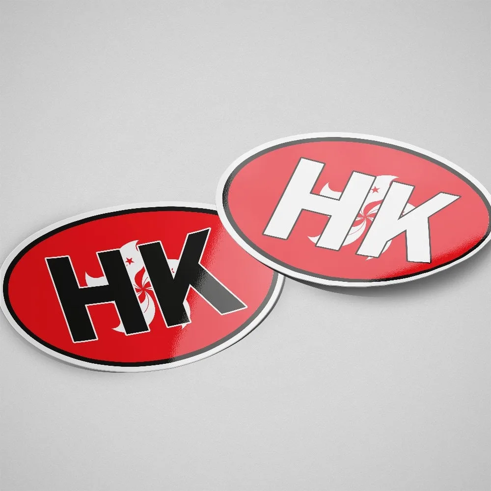 Hong Kong Sticker Oval Flag