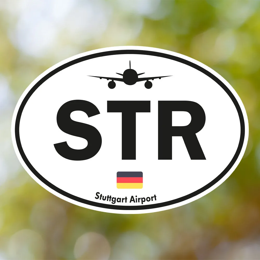 Stuttgart Airport Sticker (Oval Vintage)