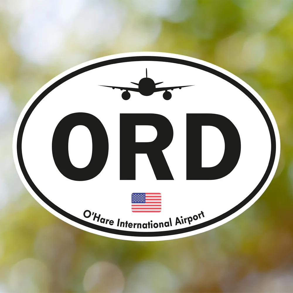 Chicago O'Hare Airport Sticker (Oval Vintage)