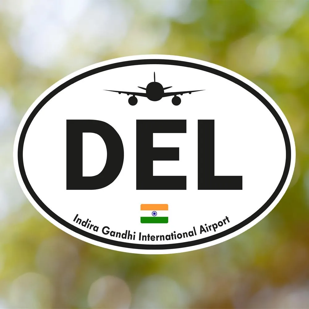 DEL Indira Gandhi Airport Sticker (Oval Vintage)