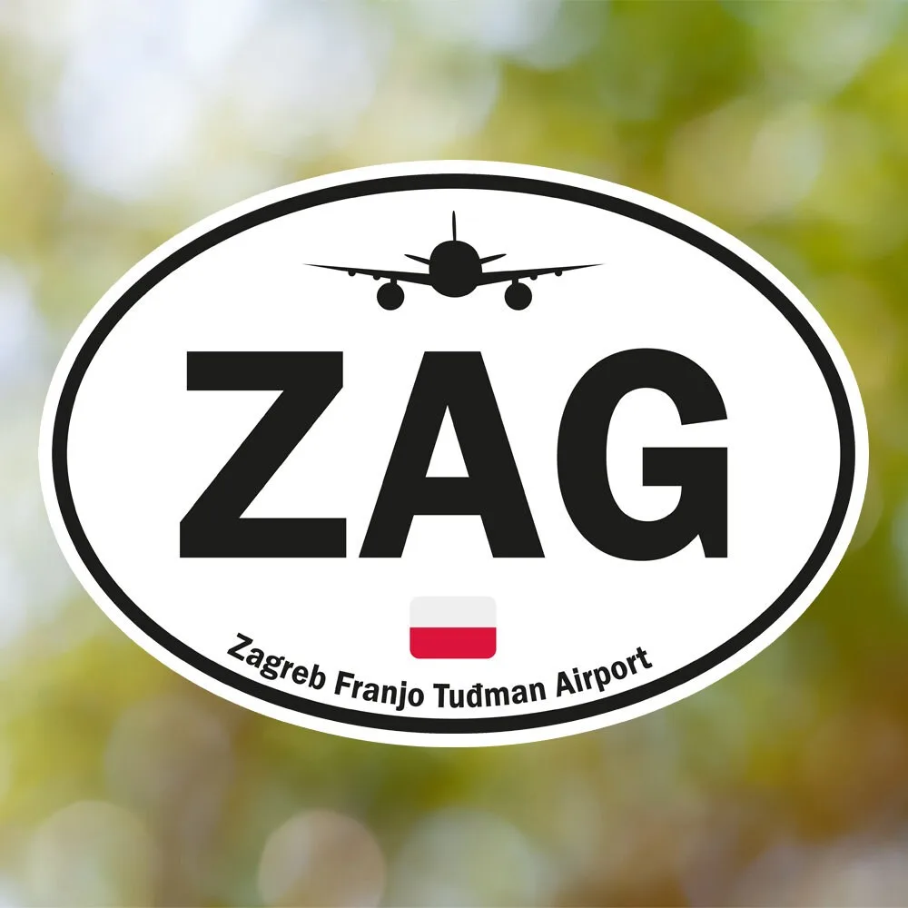 Zagreb Airport Sticker (Oval Vintage)