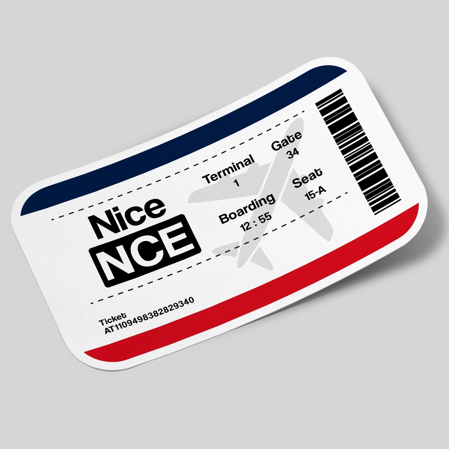 Nice Airport Ticket Sticker