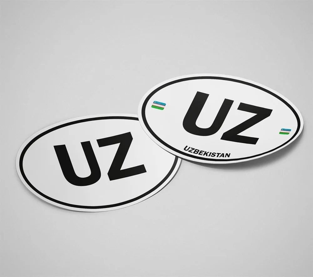 Uzbekistan Sticker Oval White