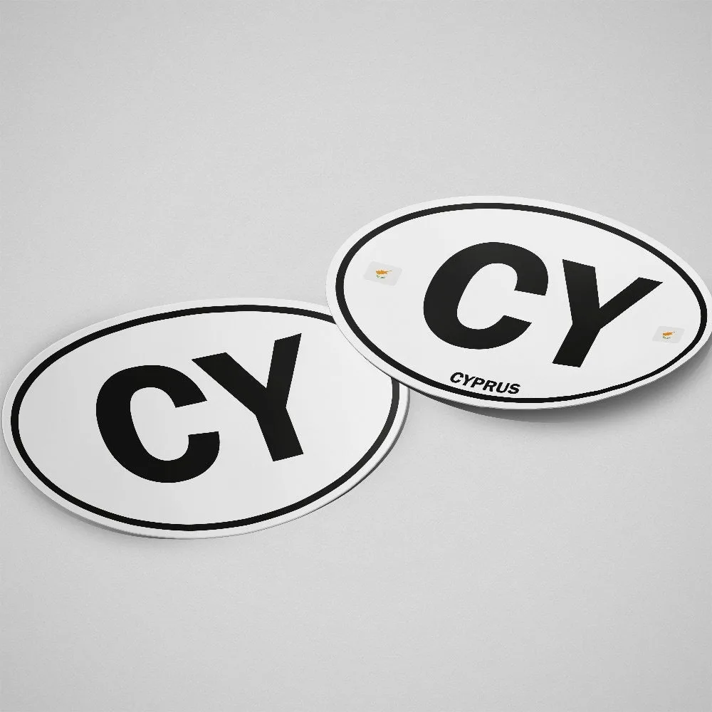 Cyprus Sticker Oval White