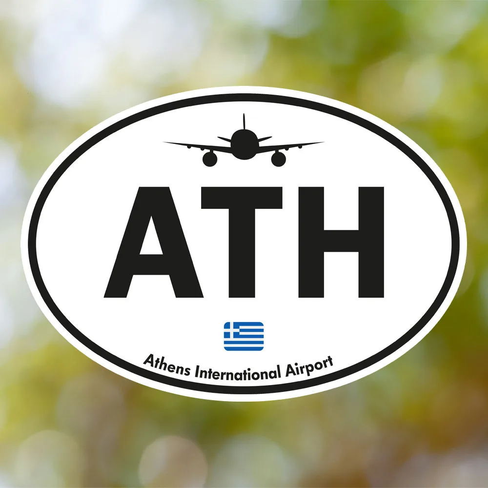 Athens Airport Sticker (Oval Vintage)