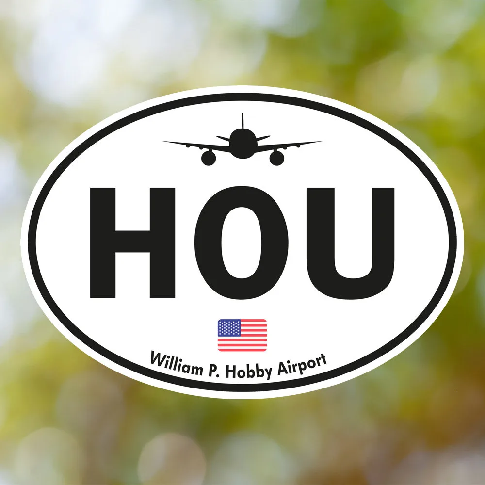 Houston William P. Hobby Airport Sticker (Oval Vintage)