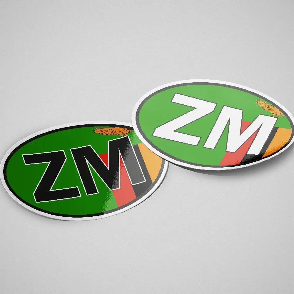Zambia Sticker Oval Flag