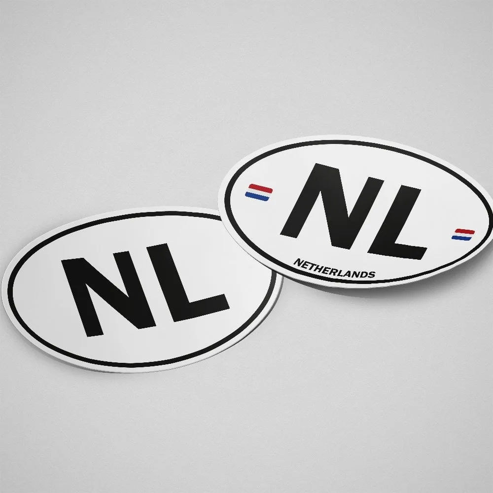 Netherlands Sticker Oval White