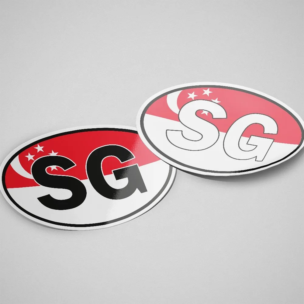 Singapore Sticker Oval Flag