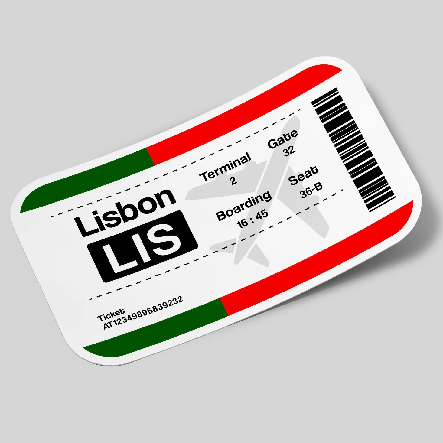 Lisbon Airport Ticket Sticker