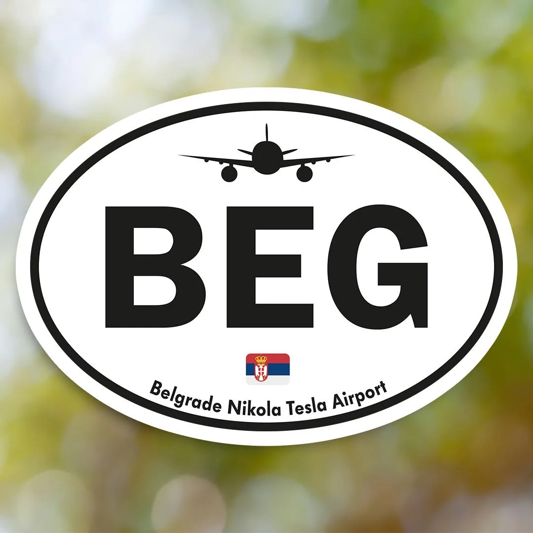 BEG Belgrade Airport Sticker (Oval Vintage)