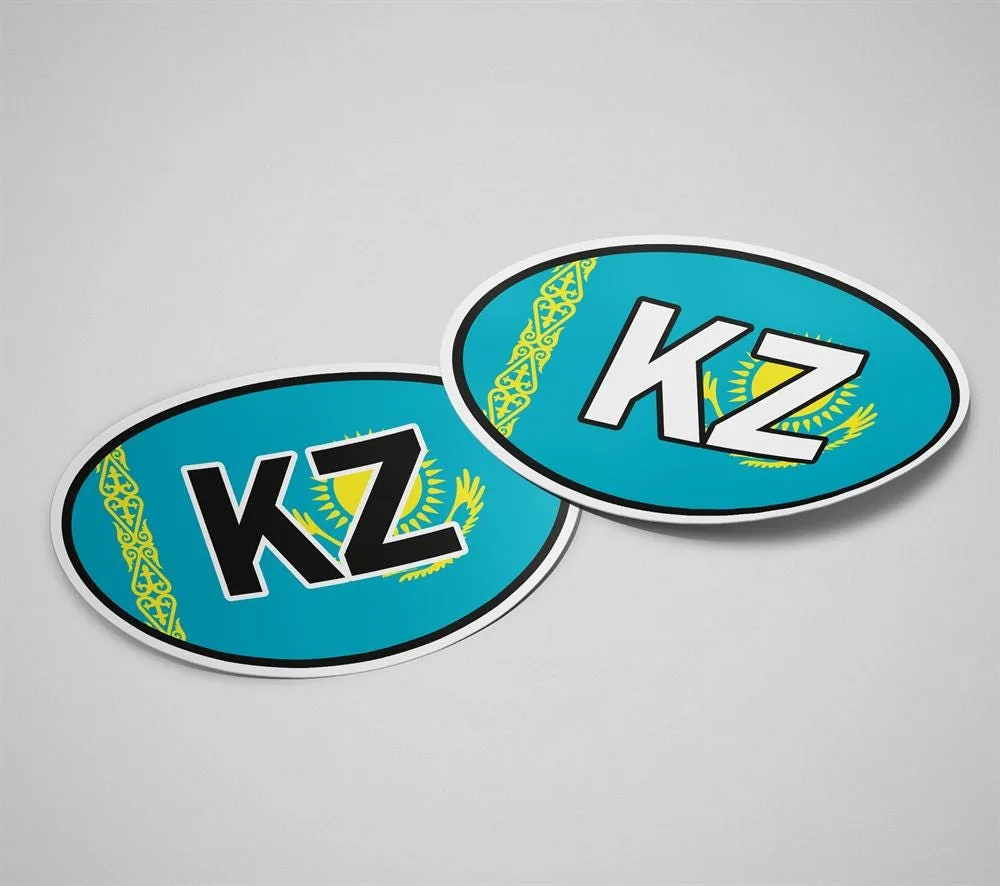 Kazakhstan Sticker Oval Flag