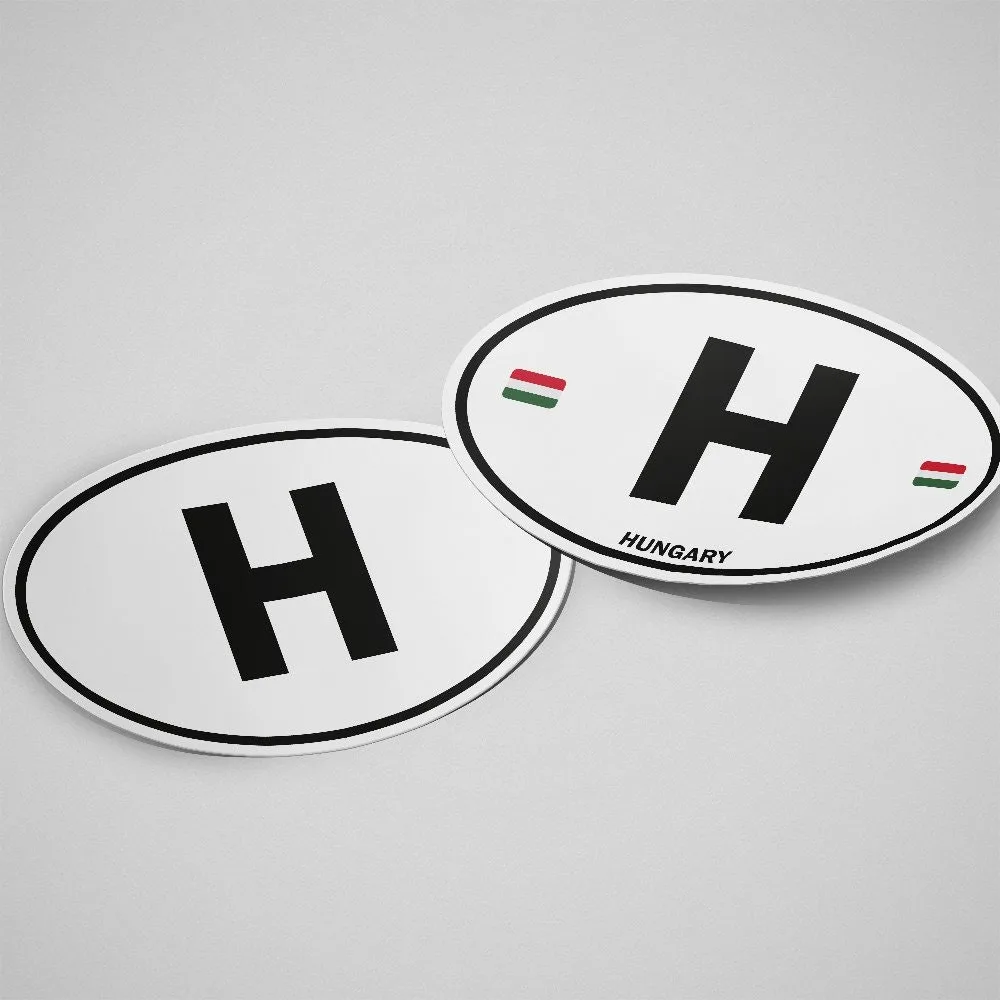 Hungary Sticker Oval White
