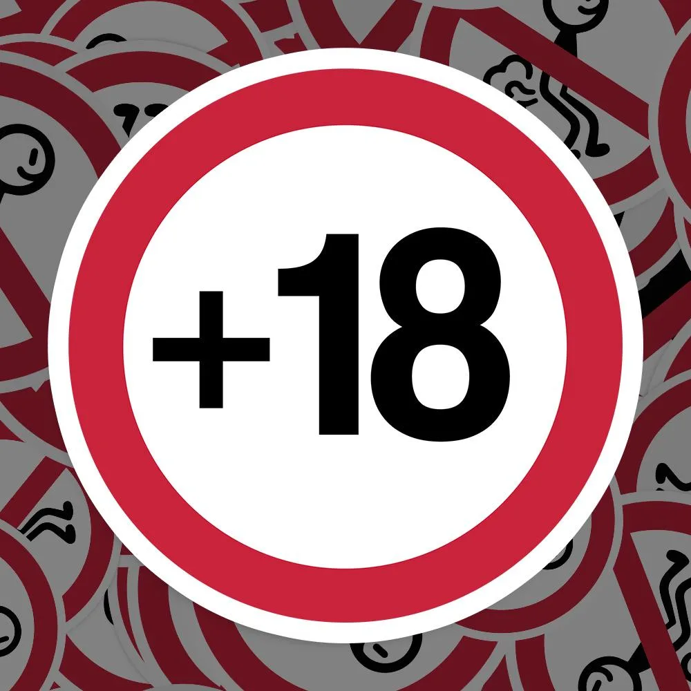 No Adults Warning Sticker