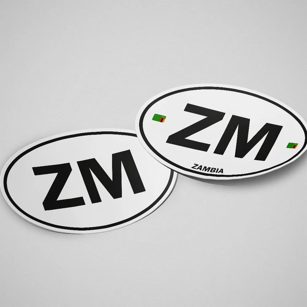 Zambia Sticker Oval White