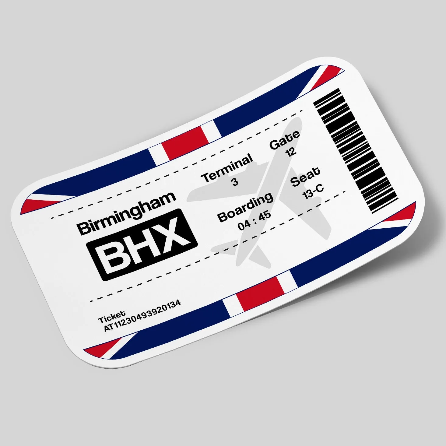 Birmingham Airport Ticket Sticker