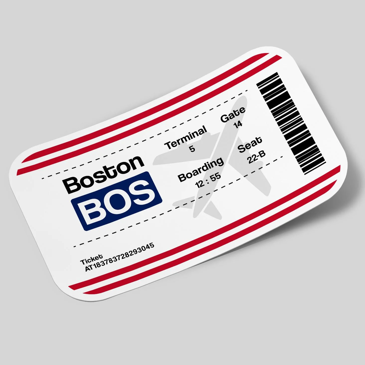 Boston Airport Ticket Sticker