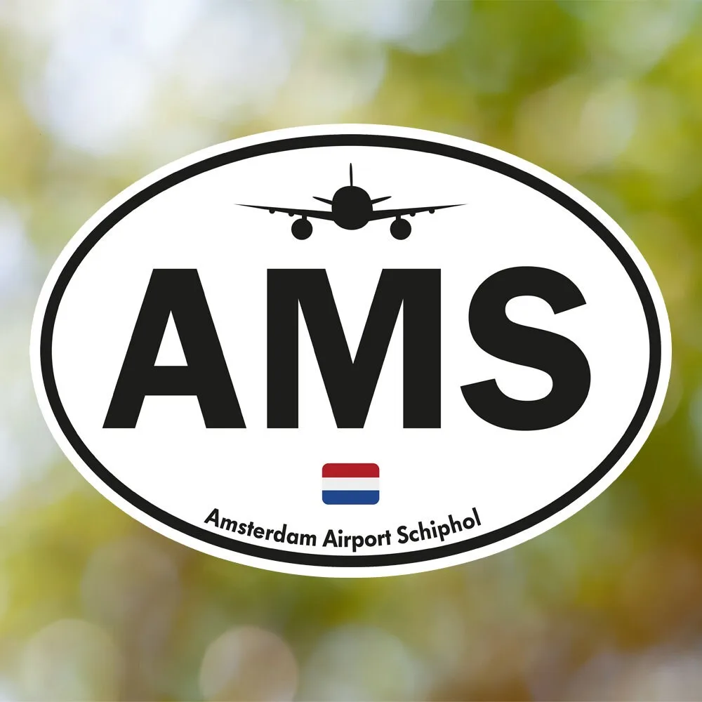 Amsterdam Airport Sticker (Oval Vintage)